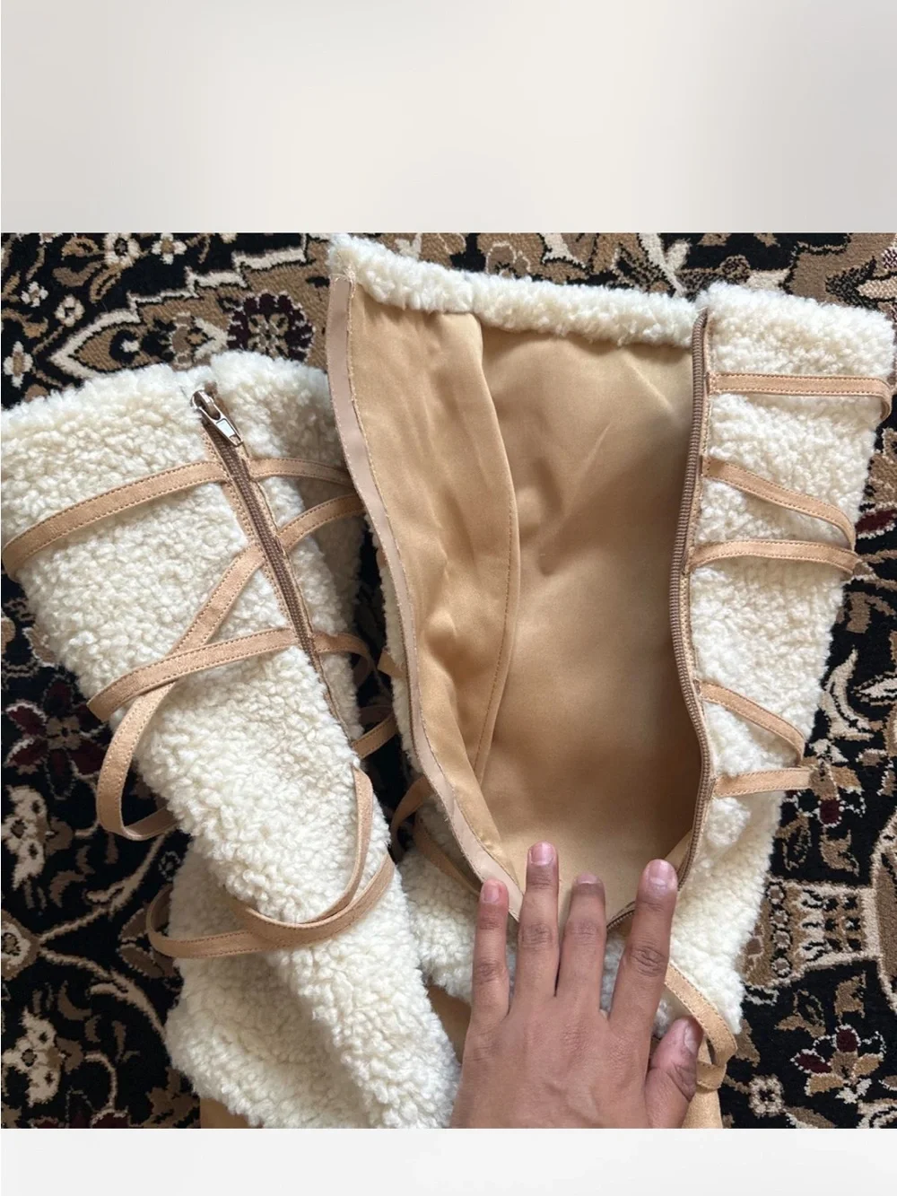 Tan Fur Knee High Boots